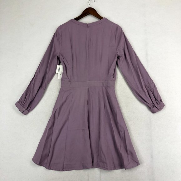 JustFab NWT Women's Size Medium Purple Long Sleeve Fit & Flare Mini Dress - Picture 12 of 13